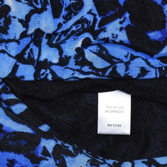 Cable & Gauge Women Floral Draped Neck Mesh Top Size Small Blue Lightweight - Picture 8 of 8